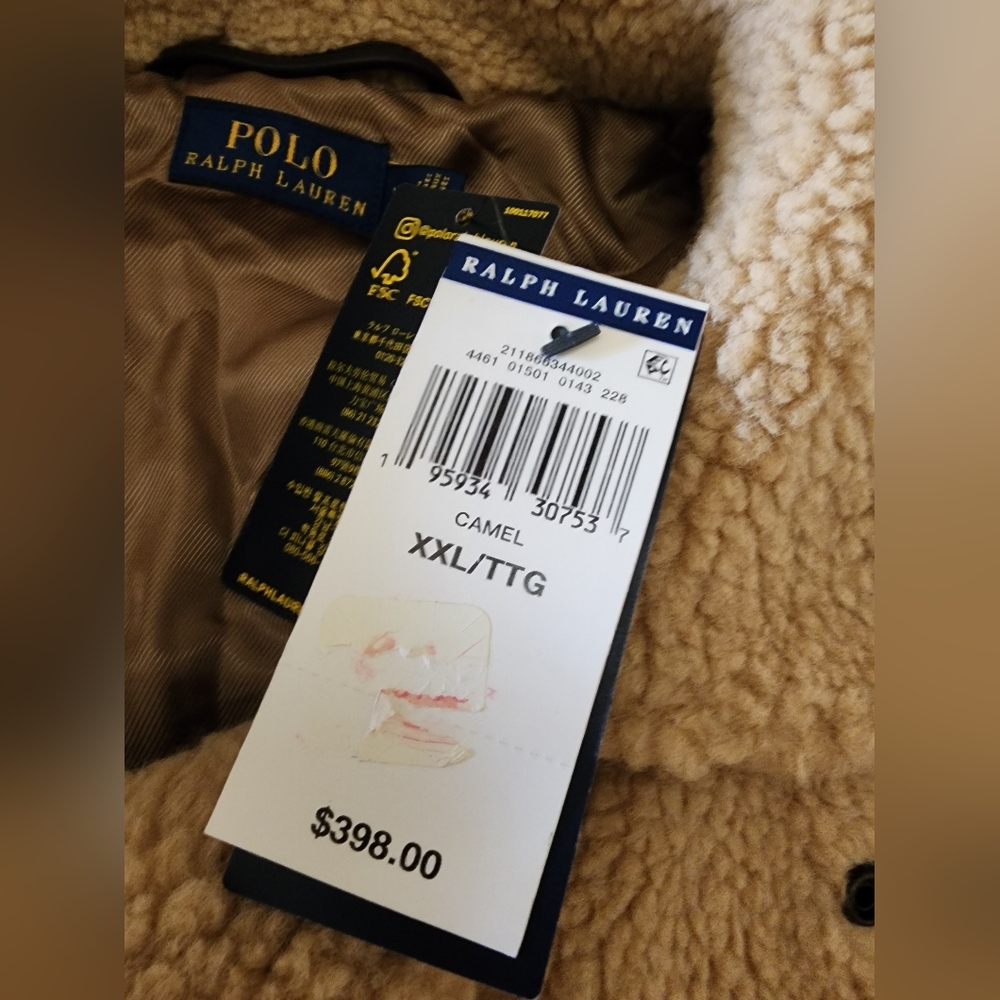 $398 NWT POLO RALPH LAUREN Women's XXL Moto Sherpa Fleece Jacket Leather Trim - Picture 6 of 13